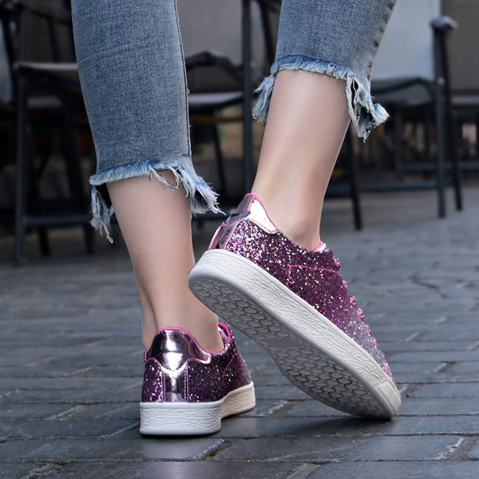 Scarpe da ginnastica da donna con paillettes glitterate, scarpe da ginnastica alla moda, traspiranti, da corsa, da jogging, per attività all'aria aperta, per il tempo libero, per feste