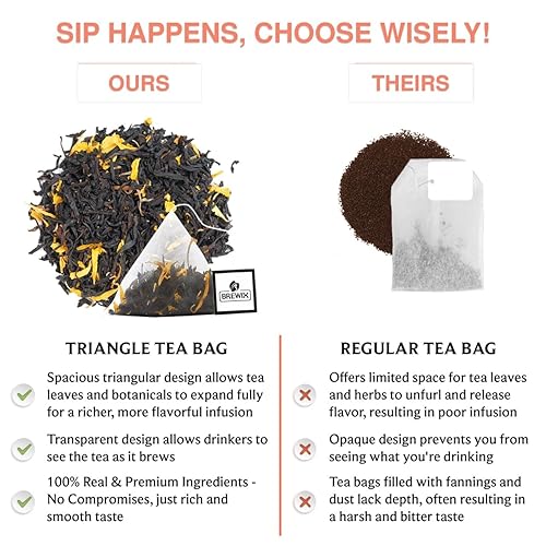 Vista 266 de BREWIX Bolsas de té de albahaca sagrada (15 bolsas de té piramidales) Camiseta con hojas de tulsi y manzanilla Sin cafeína, té de hierbas