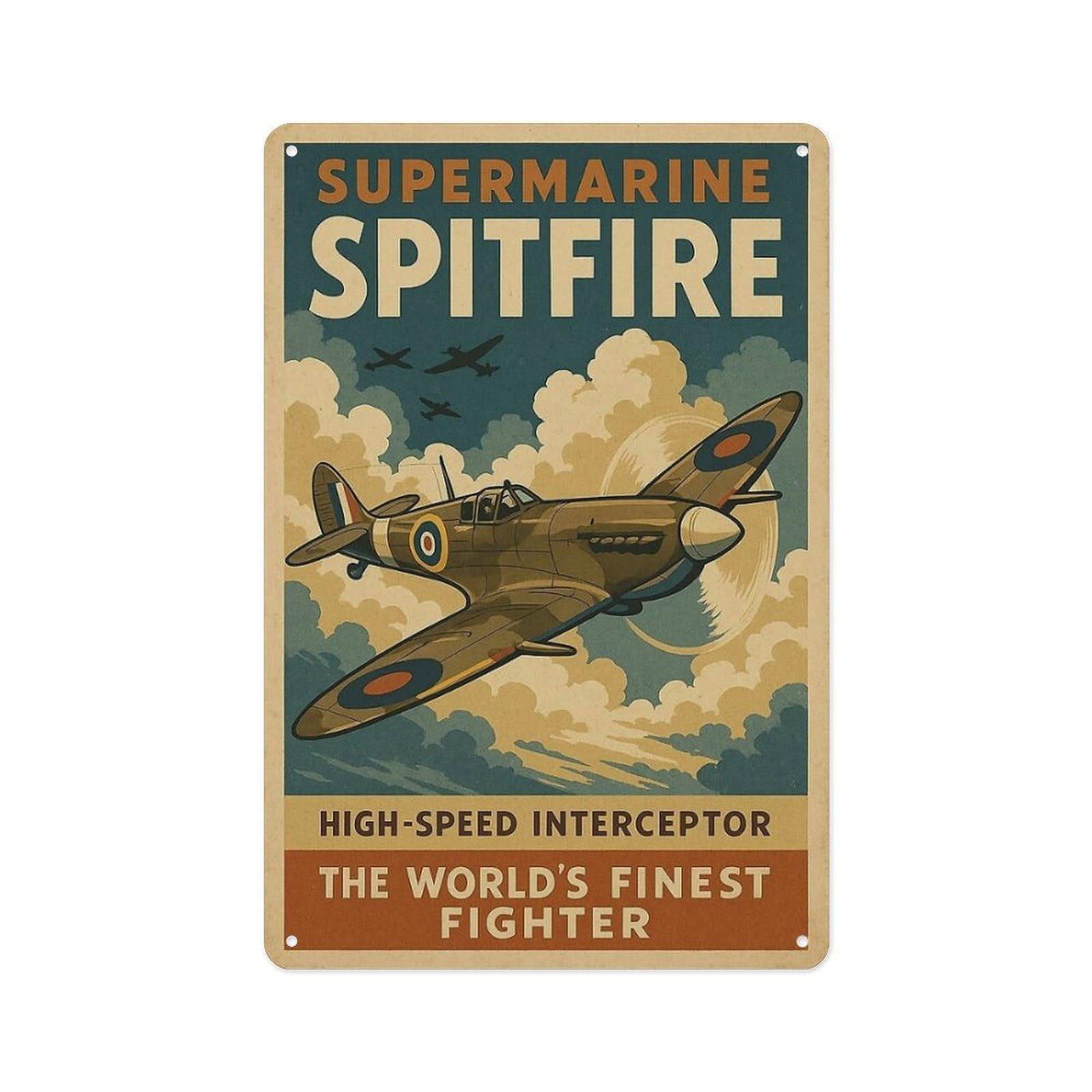 Tin 1 Spitfire Wwii Fighter Plane Military Aviation Tribute Metal Tin Sign 12X8 Inch Vintage Propaganda Wall Art Decor For Home Office Garage Man Cave