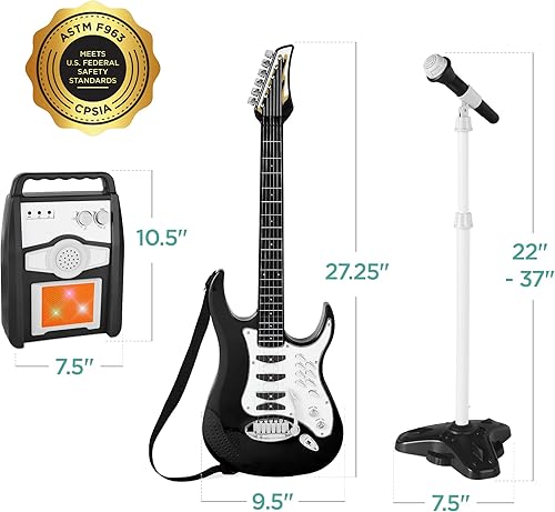 Vista 7 de Best Choice Products Juego de guitarra musical eléctrica para niños, kit de inicio de guitarra de juguete con 6 canciones de demostración, barra