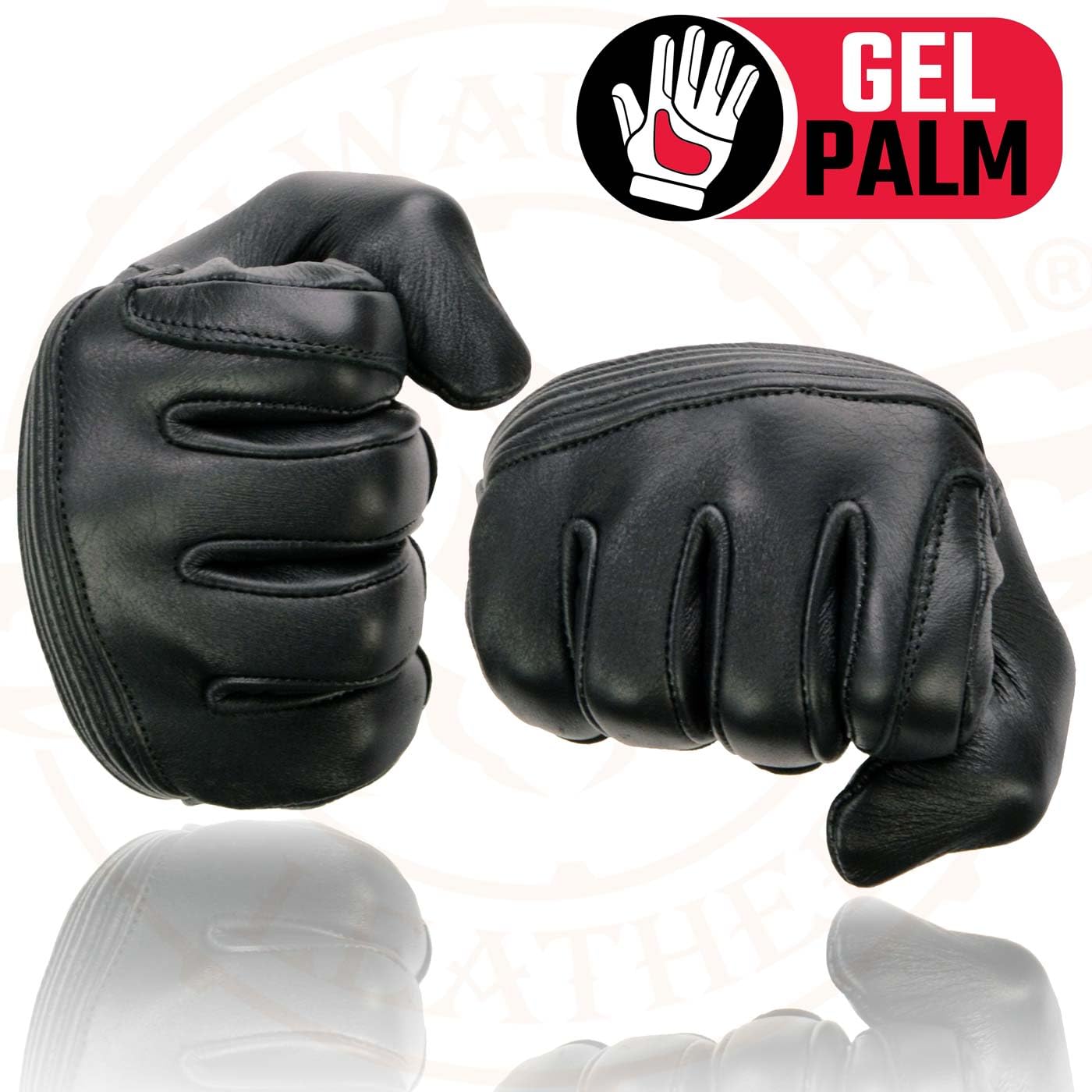 Milwaukee Leather MG7735 Women's Black Leather Gel Palm Motorcycle Hand Gloves W/Flex Knuckles - Medium