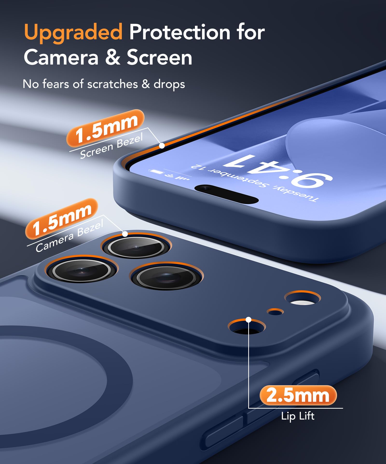 Magnetic Case for iPhone 17 Pro Max with Privacy Screen Protector [Compatible with MagSafe][Camera Protection][Military-Grade][Camera Control Cover]Translucent Matte 17 ProMax Phone Case,Blue — view 8