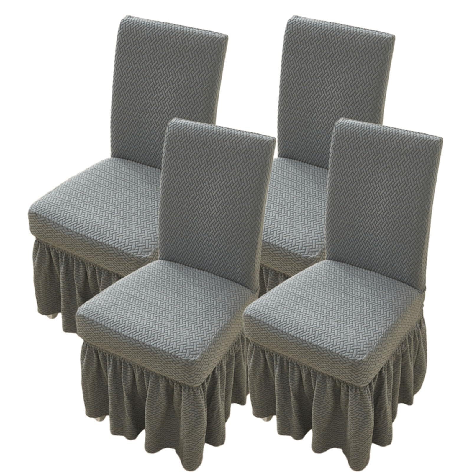 Housses Chaise De Salle À Manger Jacquard avec Jupe À Volants, 2/4/6 PCS