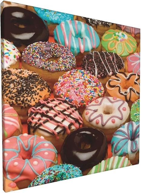 Amazon Co Jp ドーナツ アートパネル ポスター 絵画 インテリア 壁絵 装飾画 壁飾り 壁掛け 部屋飾り 30cm 30cm 木枠セット ホーム キッチン