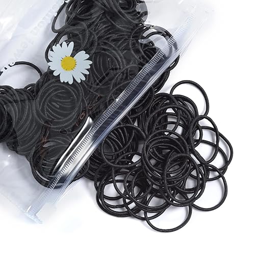 Youxuan Bandas elásticas pequeñas para el cabello para niñas, bandas de goma suaves y cómodas, 100 ligas para el cabello, color negro