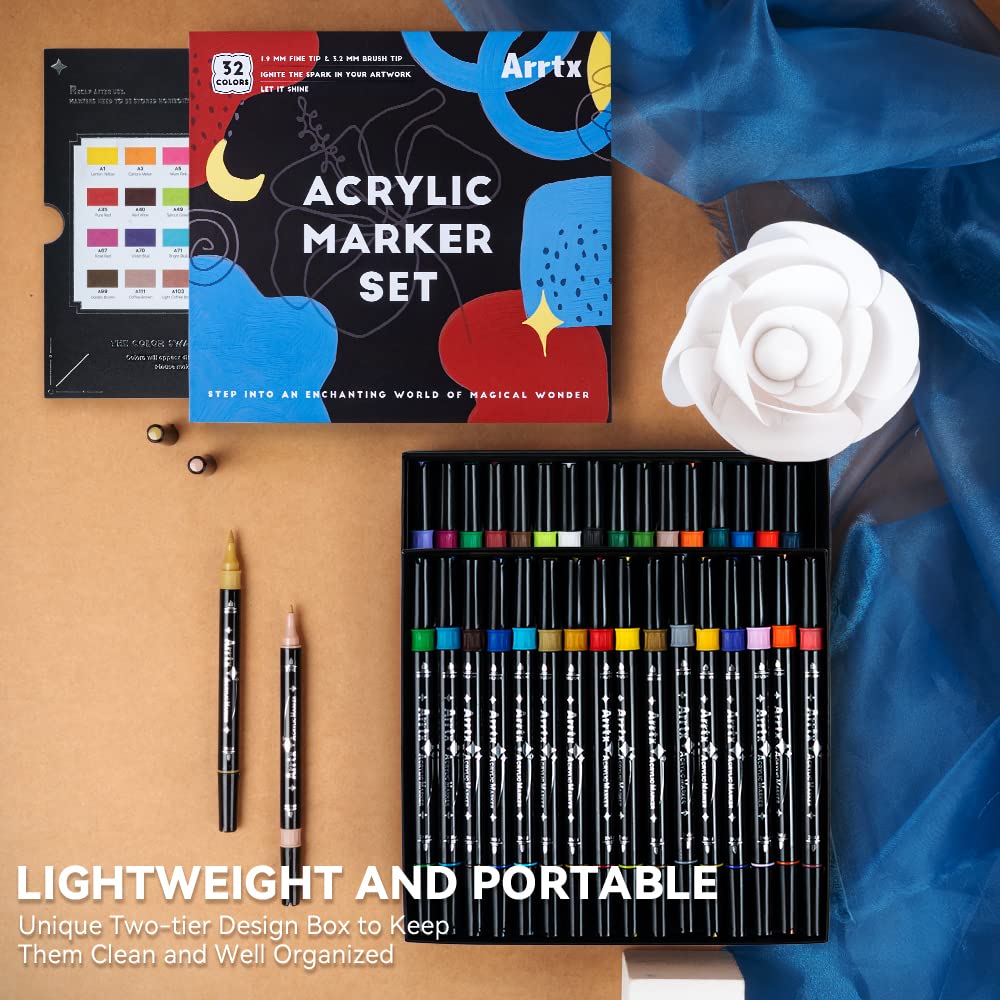Arrtx Acrylic Paint Pens, 42 Colors Paint Markers for Rock Painting, Water Based Acrylic Painting Supplies for Fabri image 3