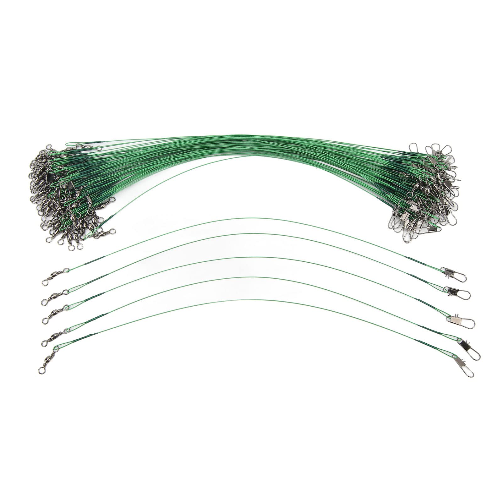 QANYEGN 100PCS Steel Fishing Leaders Wire, Fishing Leader Swivels Snap, Steel Wire Leader for Saltwater (25cm)