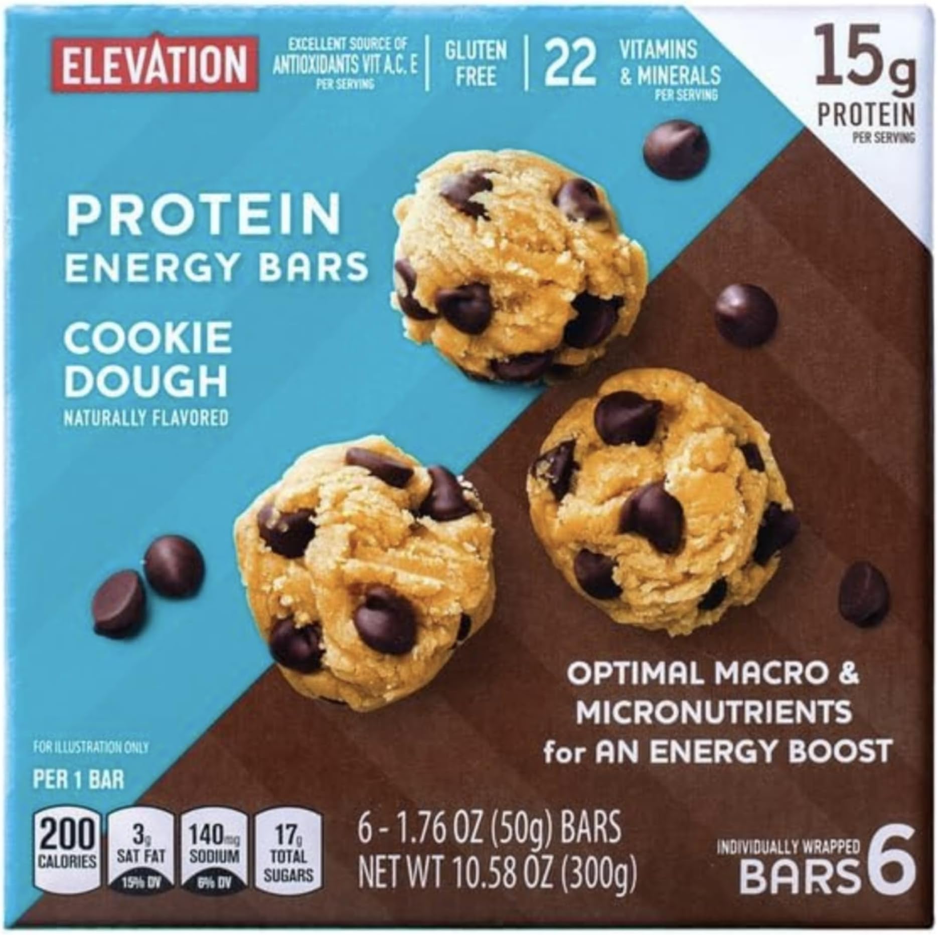 Elevation by Millville Cookie Dough bar 10.58oz(1.76oz x 6bars), pack of 1