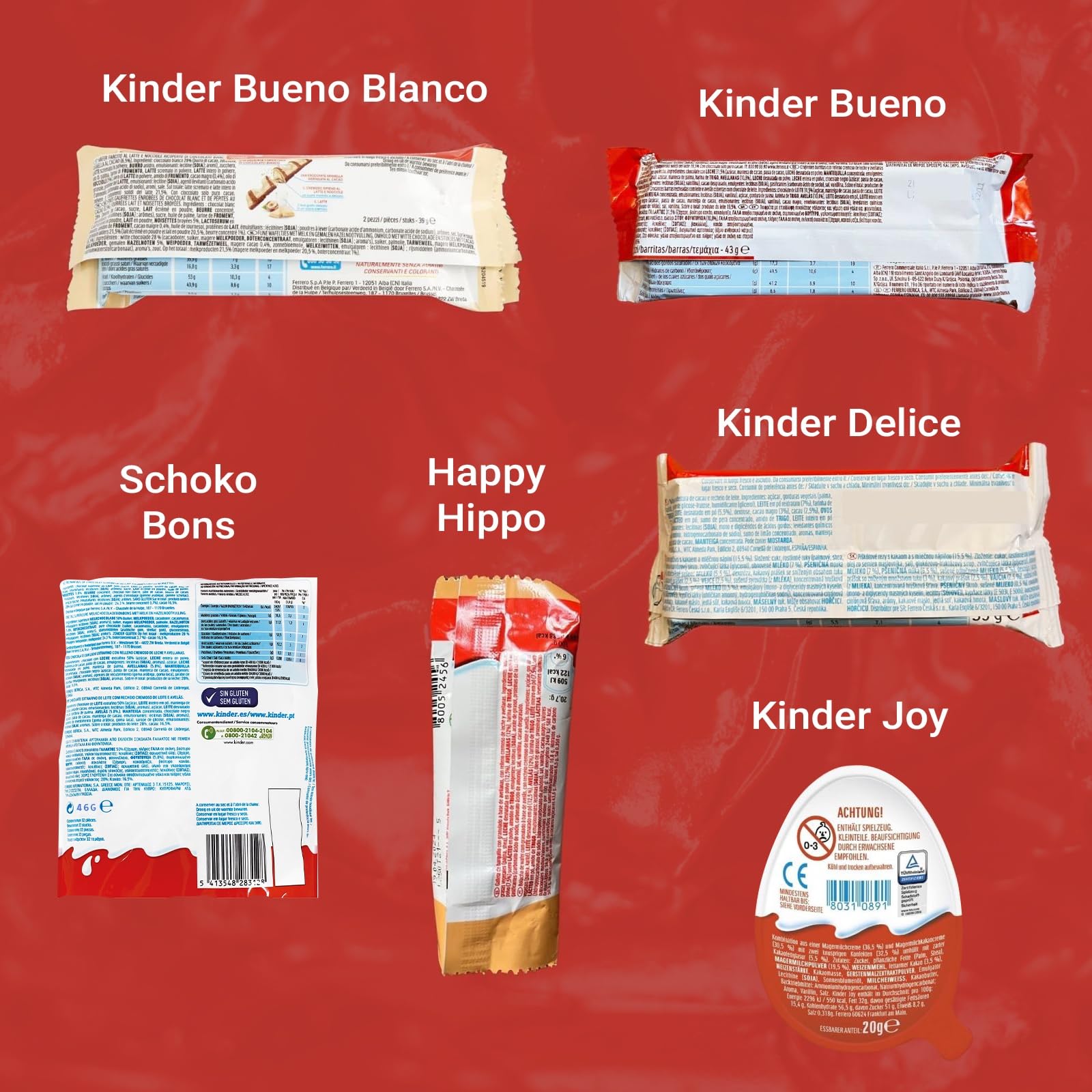 Caja Regalo de Chocolates Kinder | Regalo Original Cumpleaños para Niños y Pareja: Kinder Chocolate, Kinder Bueno, Happy Hippo, Schoko-Bons, Kinder Joy | Amantes de Kinder