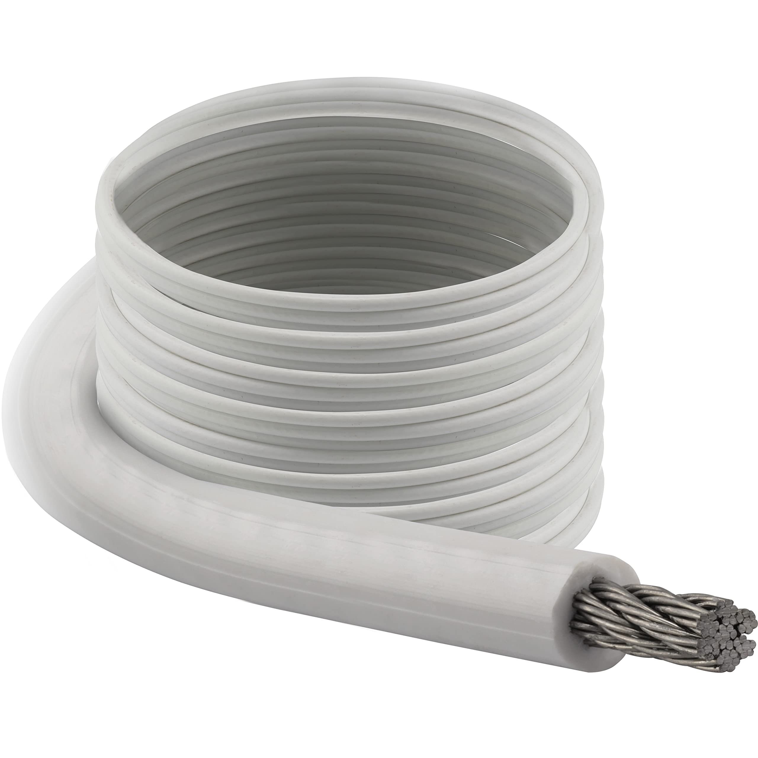 4/5 mm Drahtseil 7X7, PVC ummantelt, transparent, Edelstahl A4 (30 Meter) Stahlseil Zubehör Draht Edelstahldrahtseil Geländerseil Hängender Drahtspule