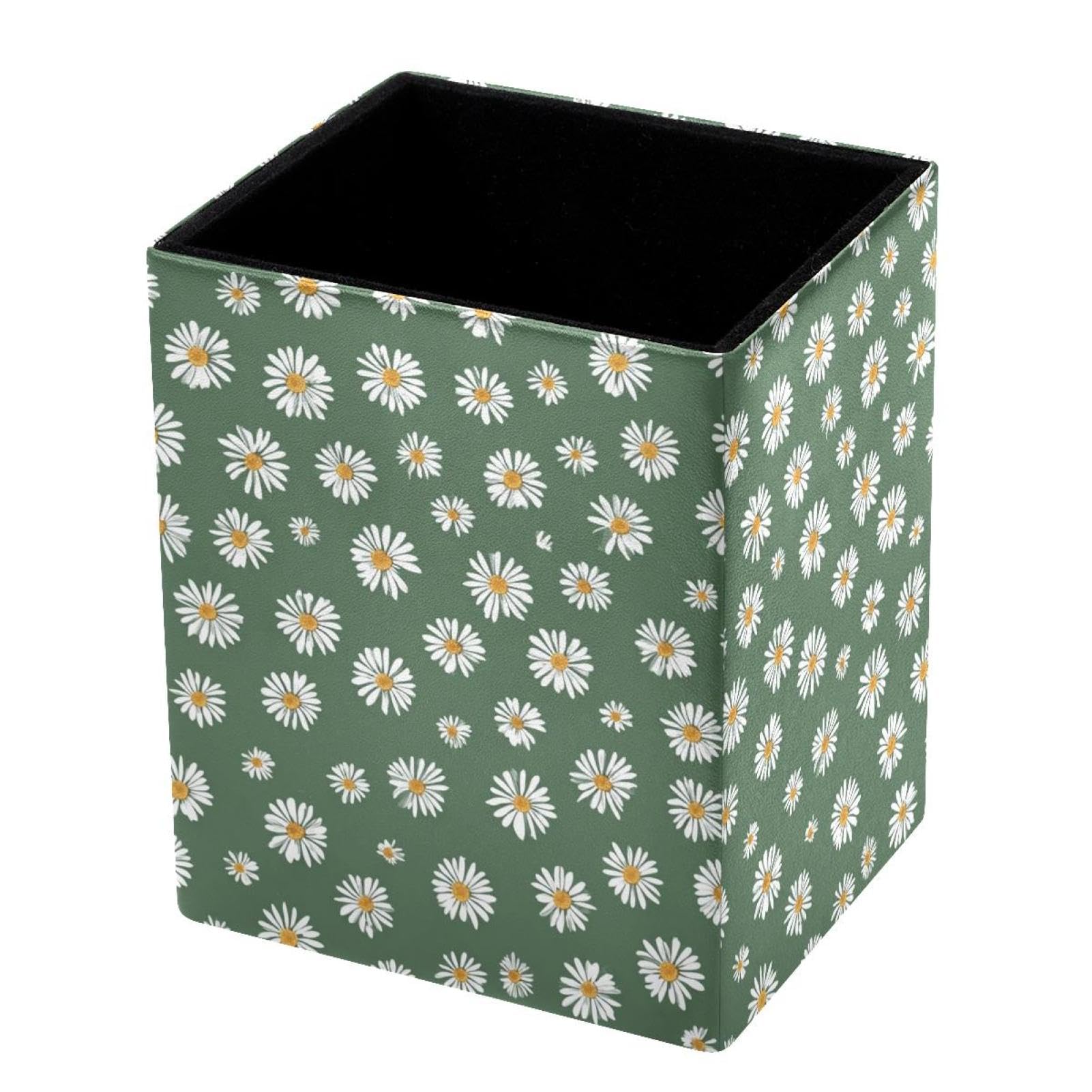 VAPOKF Pencil Holders for Desk, Daisy Printed Pen Holders Pen Pot Makeup Brushes Storage Desktop Stationery Supplies Organiser for Home Office