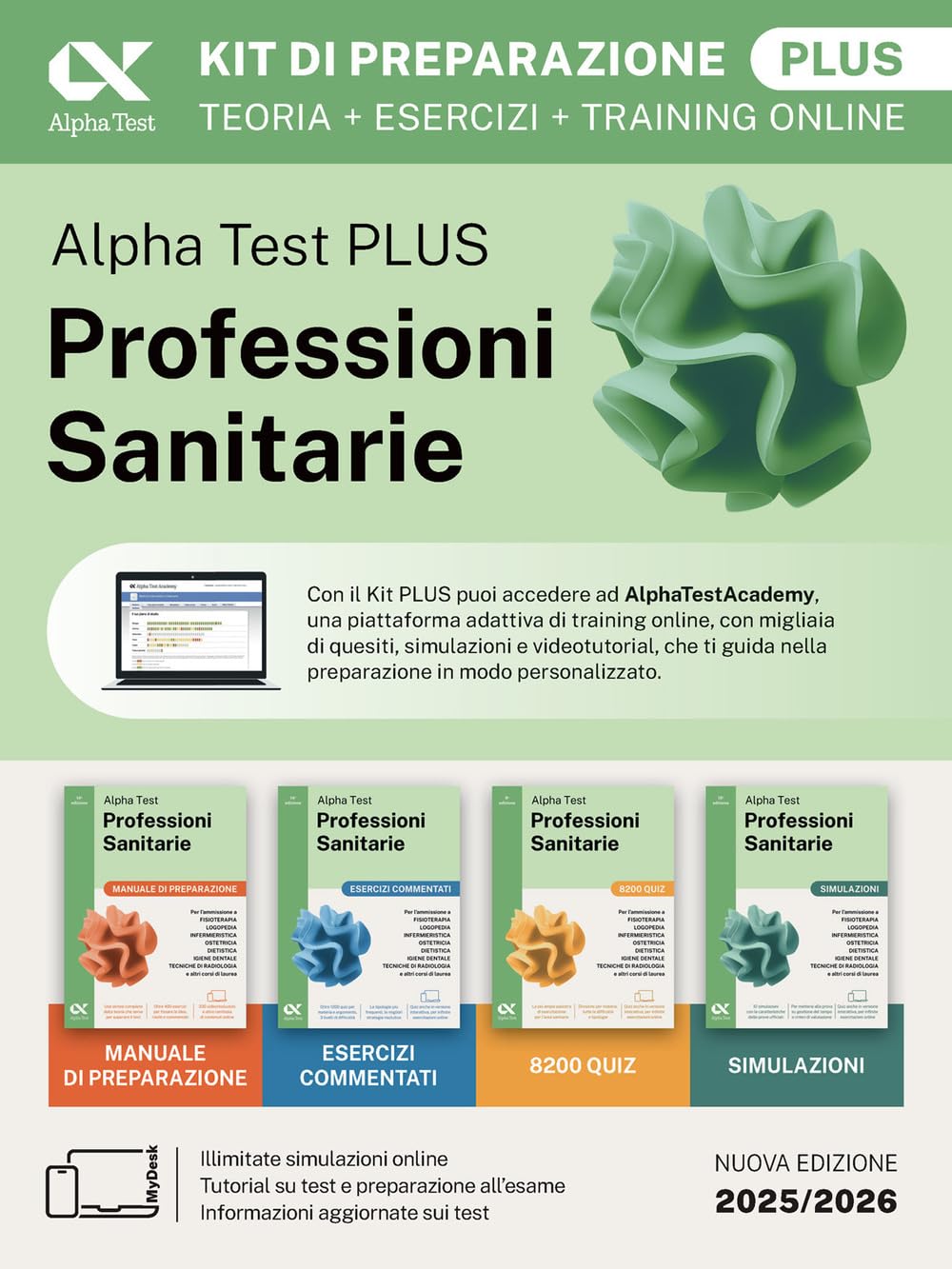Alpha Test Plus Professioni Sanitarie 2026-2027. Kit di preparazione Plus. Per test di ammissione universitari. Con piattaforma e simulatore online