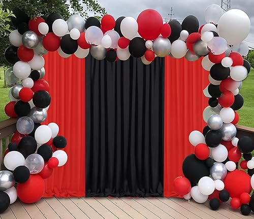 Miniatura 3 de MoKoHouse Telón de fondo rojo de 10 x 8 pies para fiestas, cortina de fondo rojo grueso para fiestas de Navidad y cumpleaños, 2 paneles de 5 x 8 pies