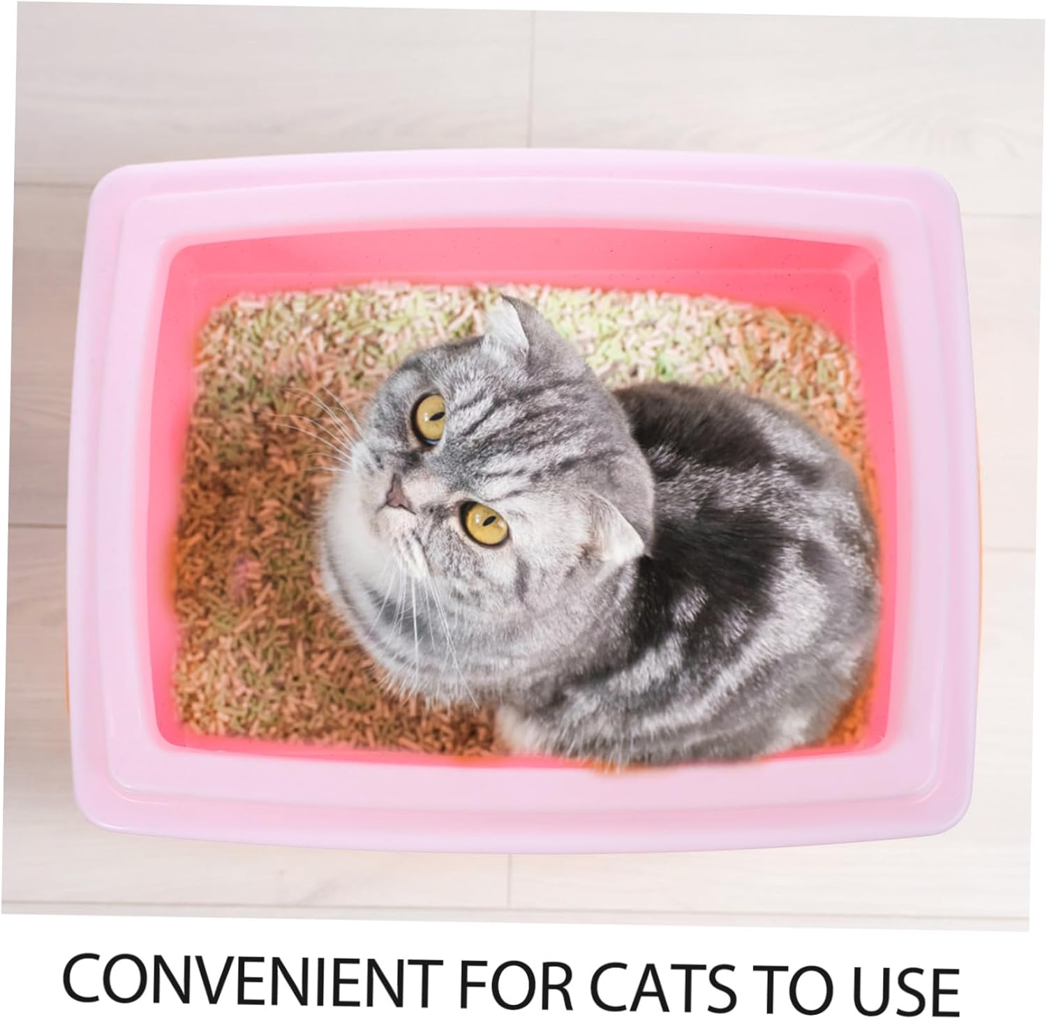 POPETPOP Low Entry Cat Litter Box Scoop Portable Plastic Potty for Senior Cats and Kittens Litter Tray Scatter Easy Cleaning