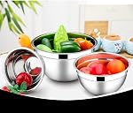 TEEM Stainless Steel 304 Mixing Bowls with Lids, Set of 3 Large Medium Small 1.5L 2L 3L (1.6QT 2.1QT 3.2QT) Food-Grade Metal Nesting Salad Bowls - Rust-Resistant, Dishwasher Freezer Safe