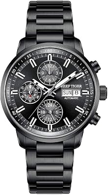 REEF TIGER All Black Multi-Function Automatic Watches for Men Waterproof for Men RGA1659