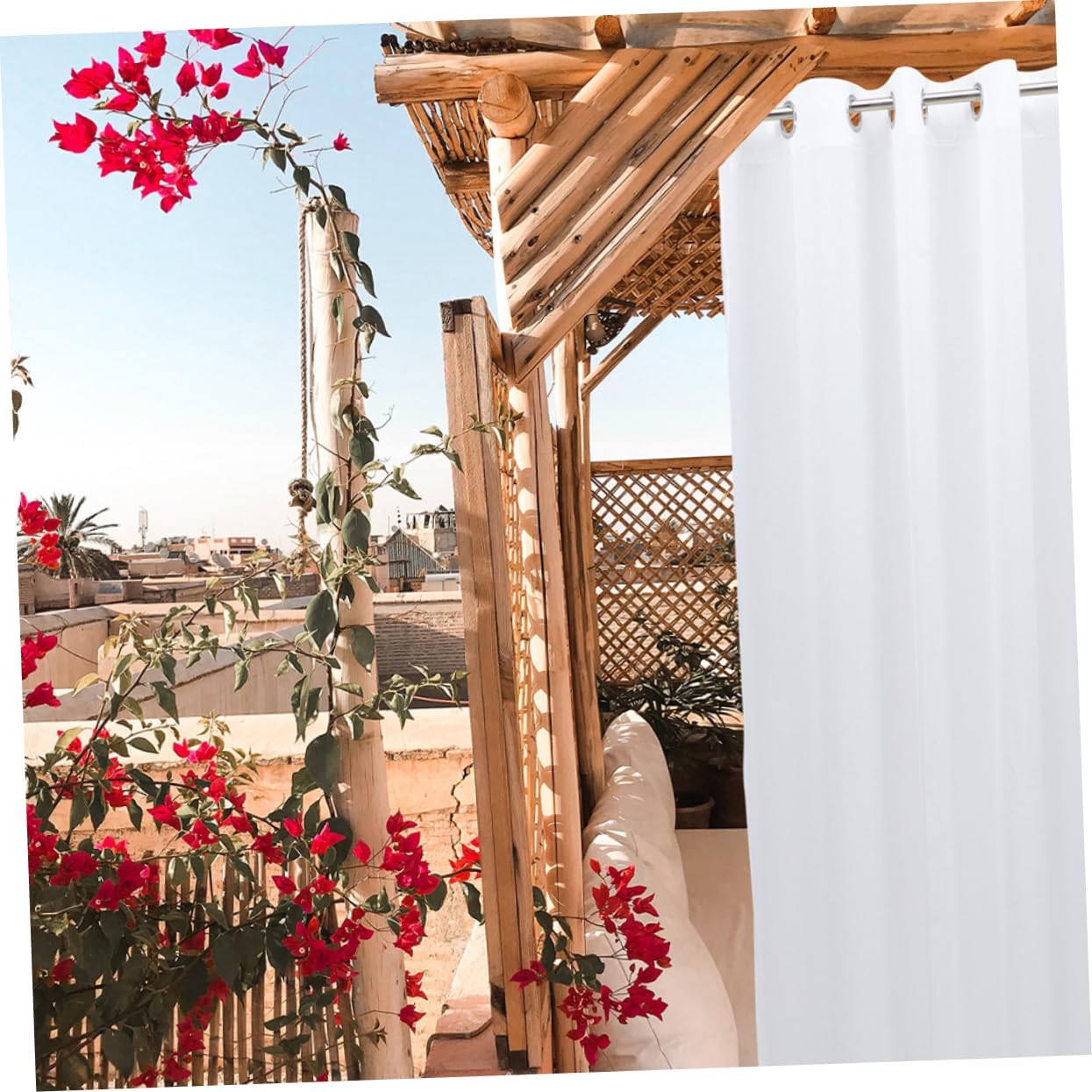 PRETYZOOM 2pcs Blackout Curtains Outdoor Curtains Striped Terrace Window Sheer for Patio Privacy Living Bedroom Garden Bathroom