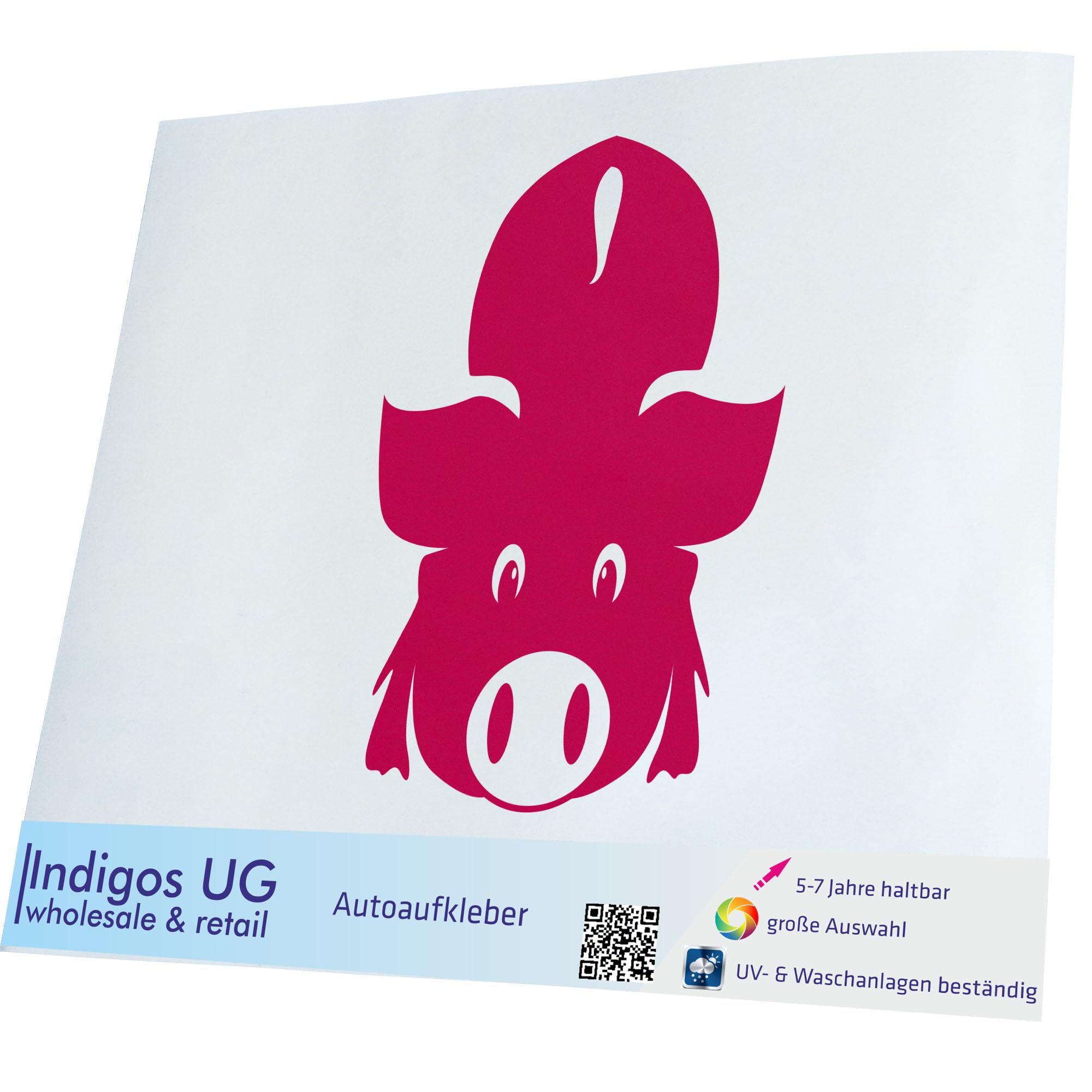 INDIGOS UG Adesivo per auto, JDM – Die Cut – Made in Berlin – 200 x 166 mm rosa – lunotto posteriore – Adesivo per lunotto posteriore – Adesivo tuning barca, auto, laptop camion