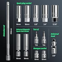 LLAVETOR Nyomatékkulcs 3/8" 5-60 Nm Kerékpár Motorkerékpár Autó Szett Mágneses Gyújtógyertya Hüvely 2