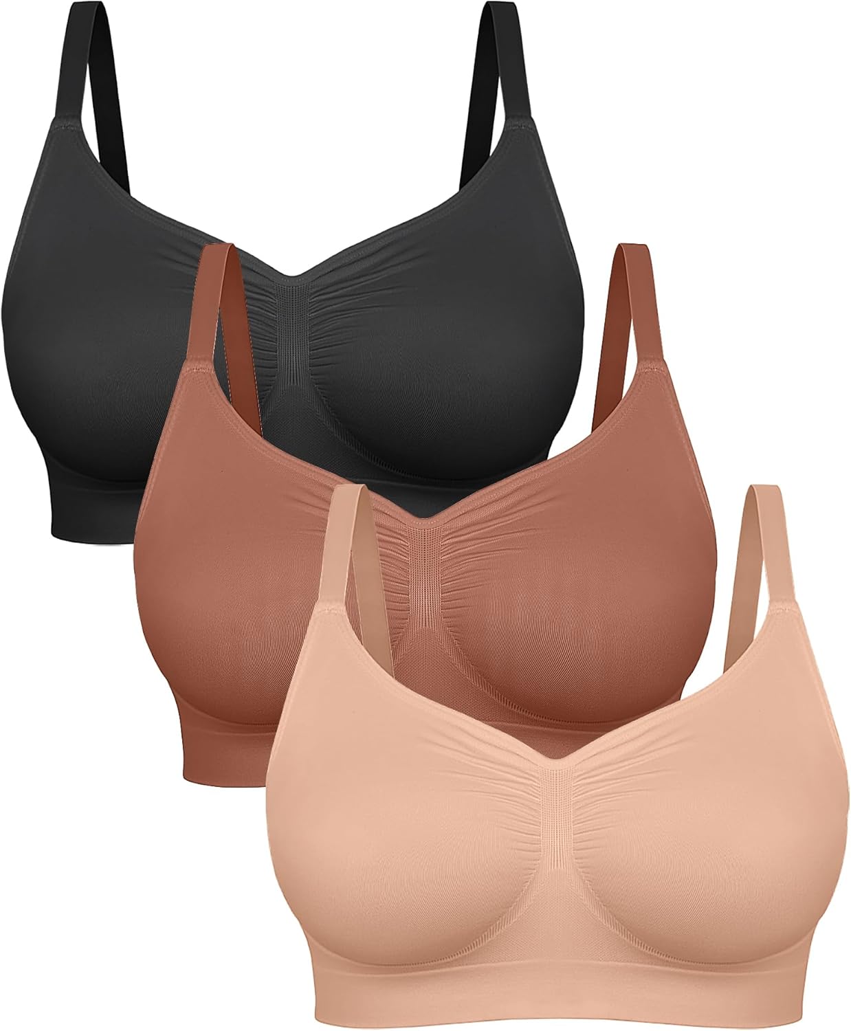 FeelinGirl Bras for Women Wireless Bralettes No Underwire Unlined Seamless Everyday Bras 3-Pack