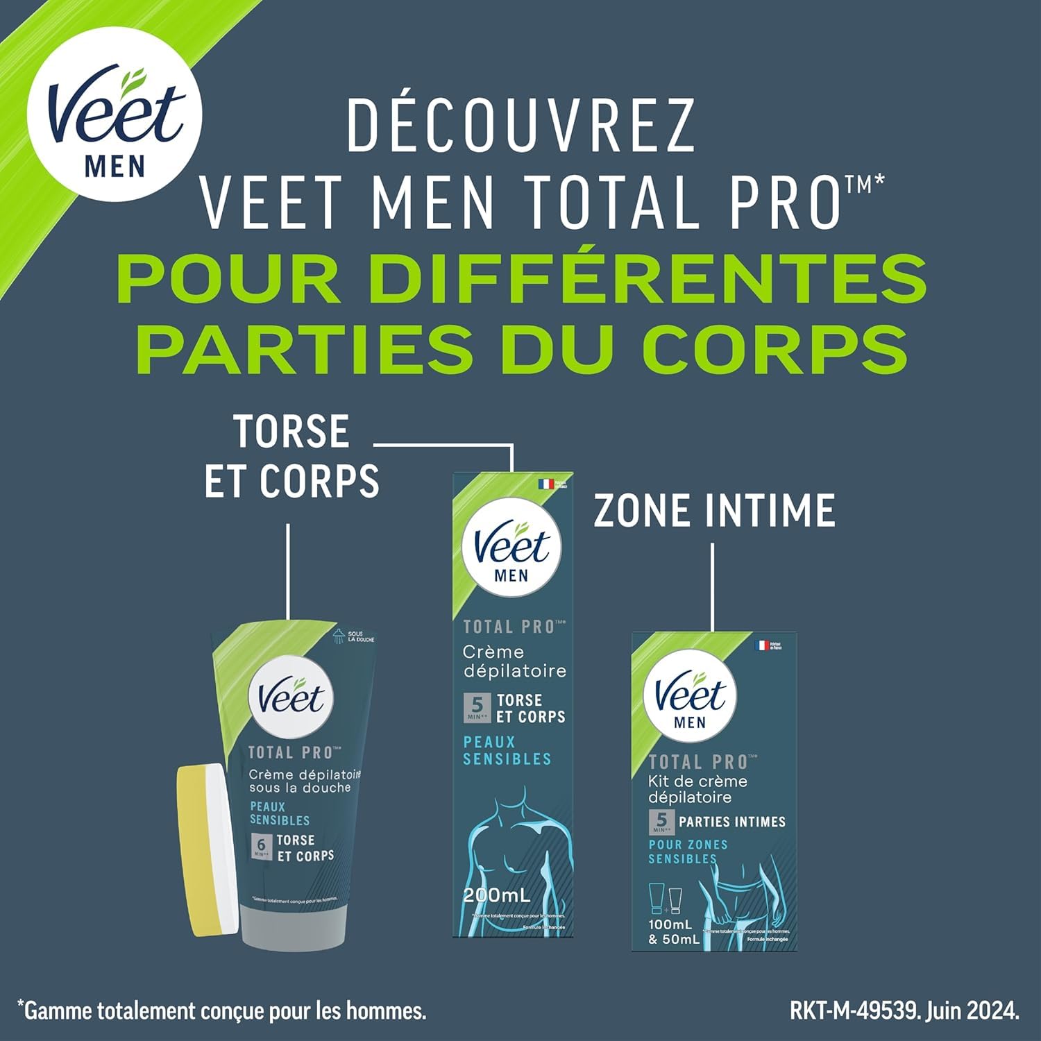 VEET Veet Men Zestaw 4 kremów do depilacji - skóra wrażliwa w tubce 200 ml