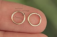 Vista 101 de Gold Hoop Earrings Silver Hoop Earrings - Hoop Earrings For Women Two Pcs Of Thin Gold Filled Sterling Silver Hoops, Helix Hoop, Tragus Ring