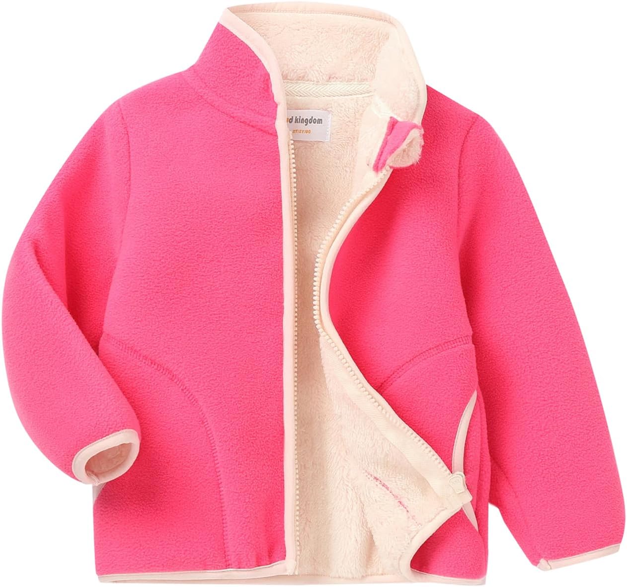 Mud Kingdom Girls Boys Polar Fleece Jacket Fur Lined Stand Collar Unisex Kids Full Zipper