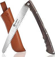 Vista 9 de Sierra de podar plegable de 7 pulgadas con funda de cuero y mango de madera de wengué, hoja de acero SK5, sierra de mano plegable para campamento