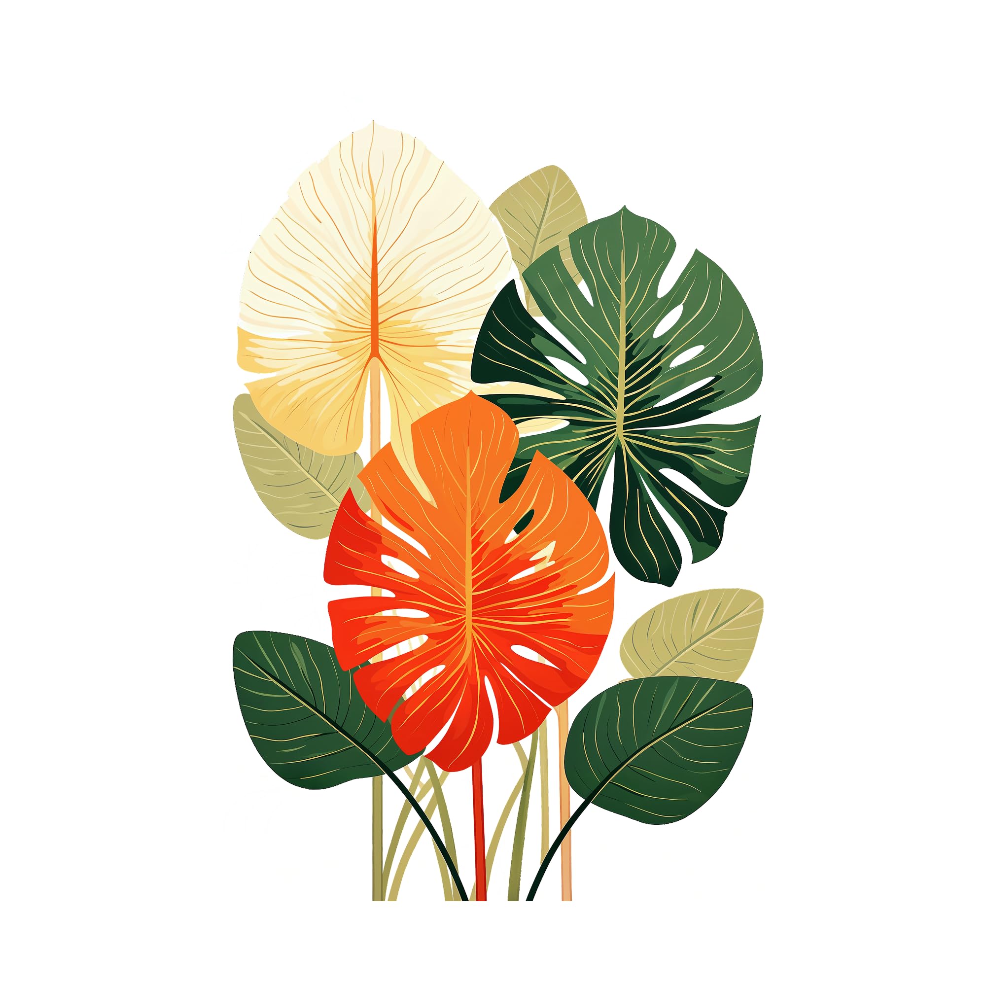 Botanical Leaf Wall Sticker – Green Home Collection | Tropical Plant Wall Decal | Peel & Stick Vinyl Wall Decor for Bedroom Living Room Office (Large, Tropical Colorburst)-image-42