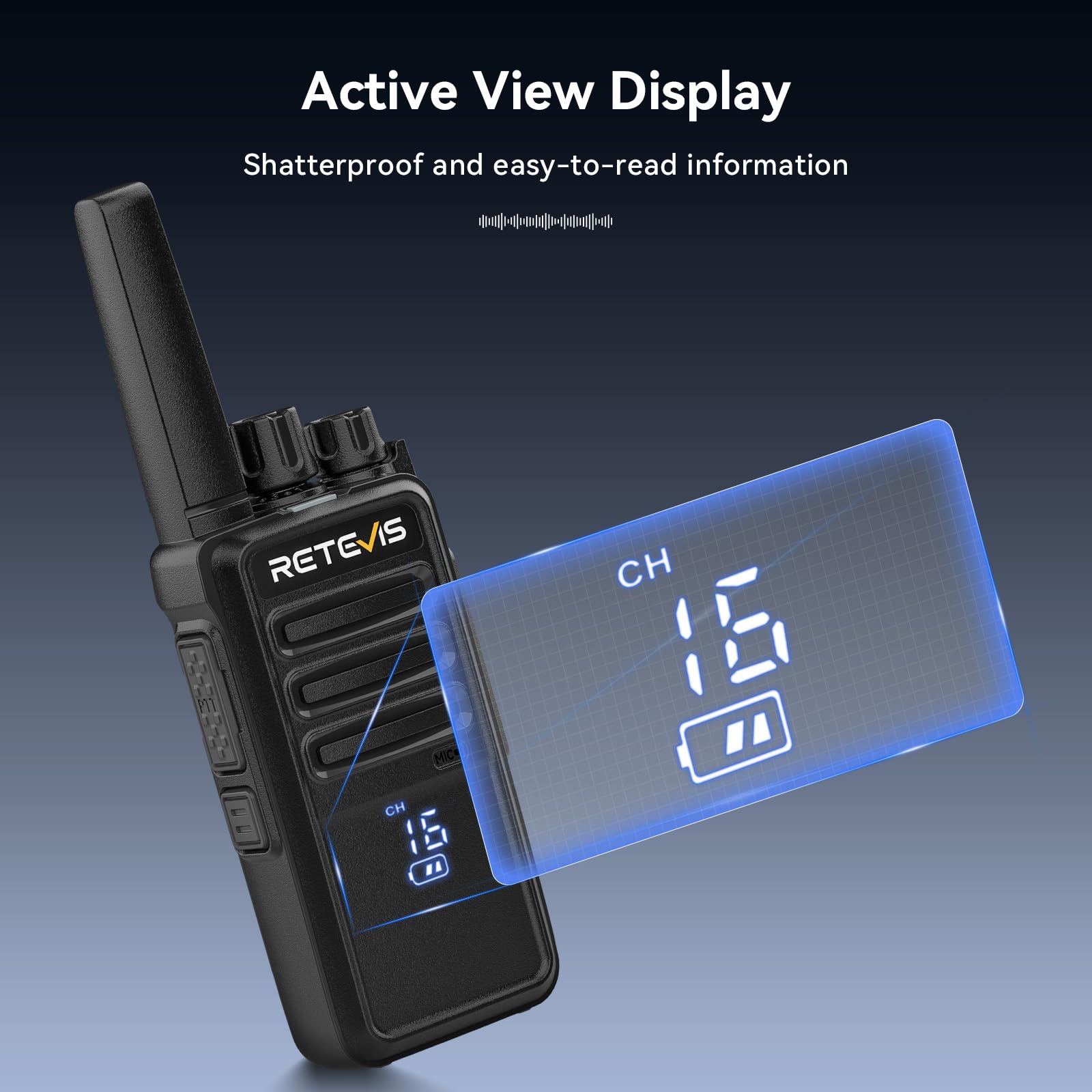 Retevis RT668H Talkie-Walkie, Talkie walkie avec Affichage Caché, Type C 1200mAh VOX, Squelch, Robuste, Talkie Walkie Rechargeable pour Cadeau D'équitation en Famille (2 Pièces, Noir)