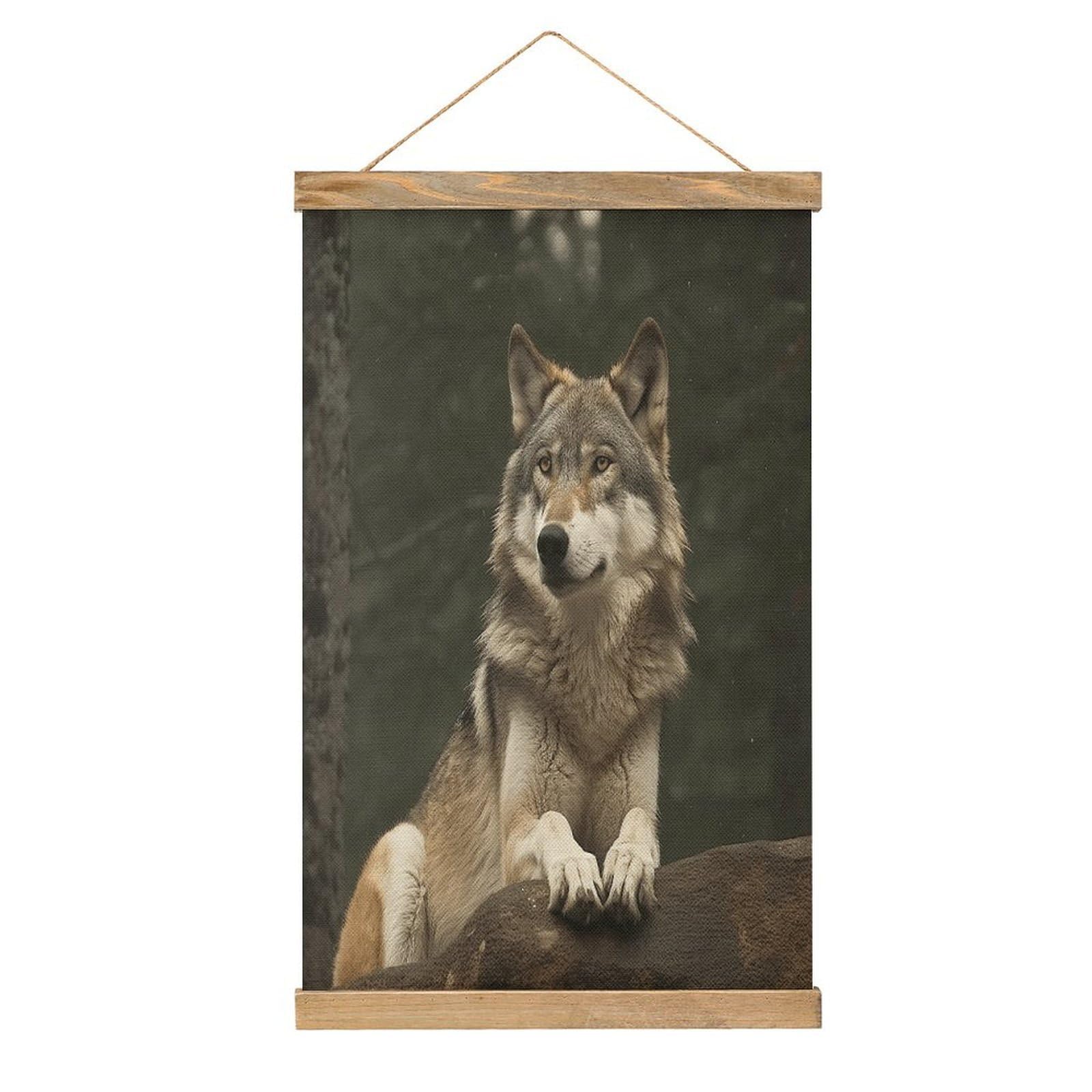 Pintura de lobo gris FekiLoot para renovar paredes vacías del dormitorio 8