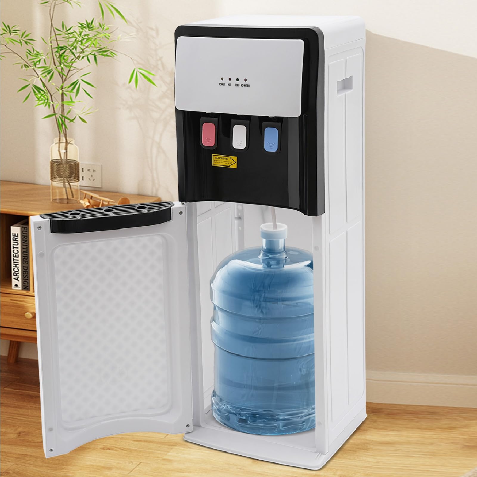 Bottom Loading Water Cooler Dispenser, 110V Hot & Cold Water Dispenser for 5 Gallon Bottle, StandingWater Dispenser with 3 Temperature Settings for Home, Kitchen, Office (White)