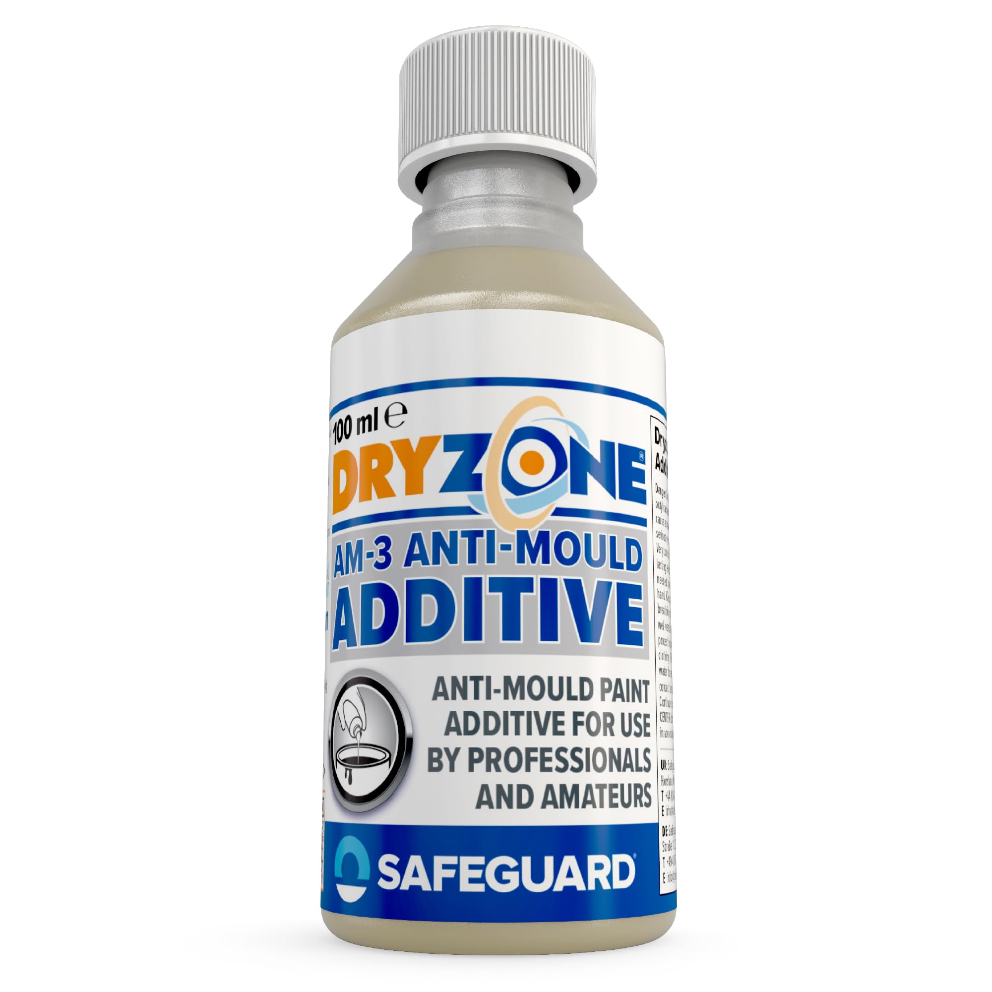 Dryzone Clear Anti-Mould Paint Additive 100Ml Concentrate - Makes Up To 5L Of Emulsion, Vinyl, Silk & Matt Paint Mould Resistant - Prevents Black Mould Growth For Up To 5 Years