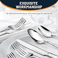 Vista 4 de Juego de cubiertos, juego de 40 piezas de cubiertos de acero inoxidable premium para 8, juegos de cubiertos de acero inoxidable de alta resistencia