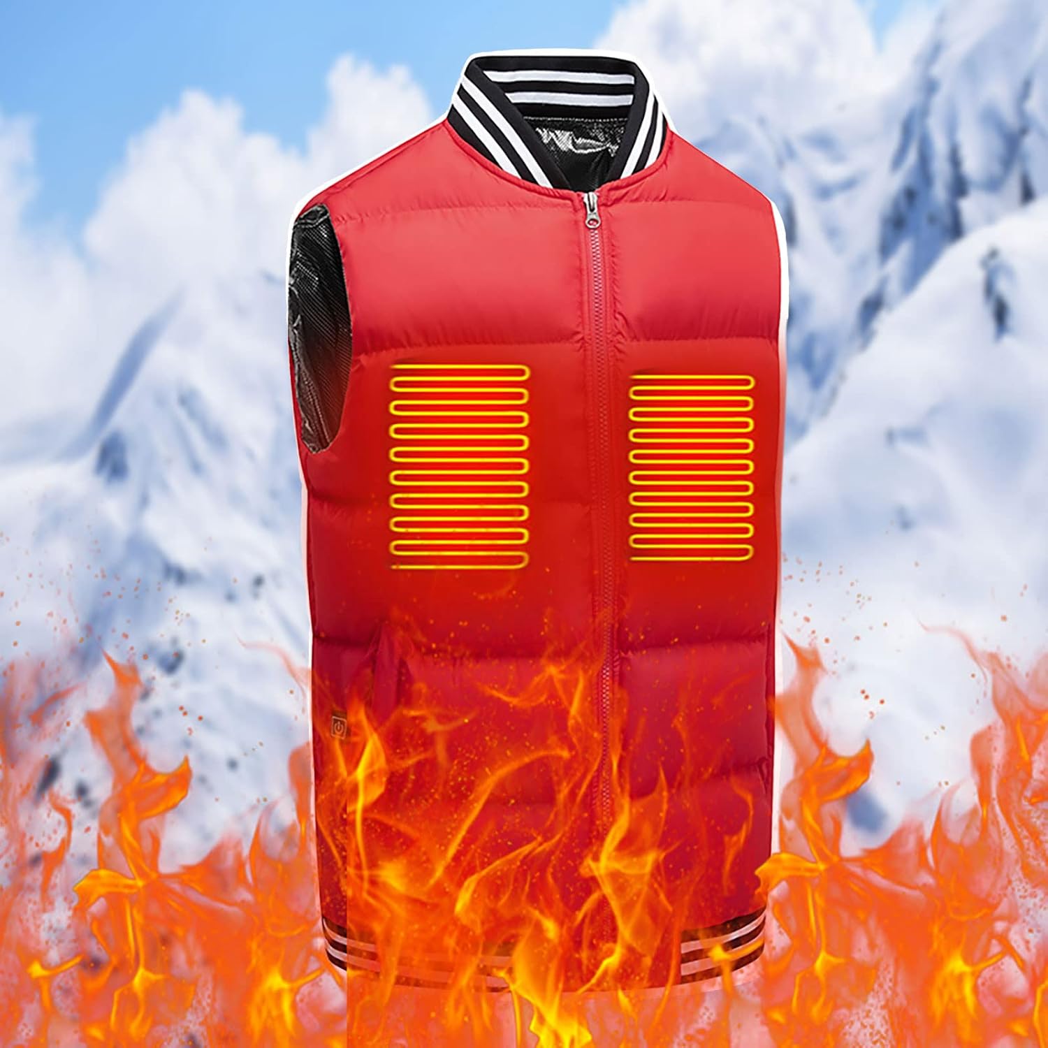 Heated Bomber Puffer Vest Mens Womens USB Electric Heating Jacket Warm Winter Lightweight Heated Snow Ski Waistcoat