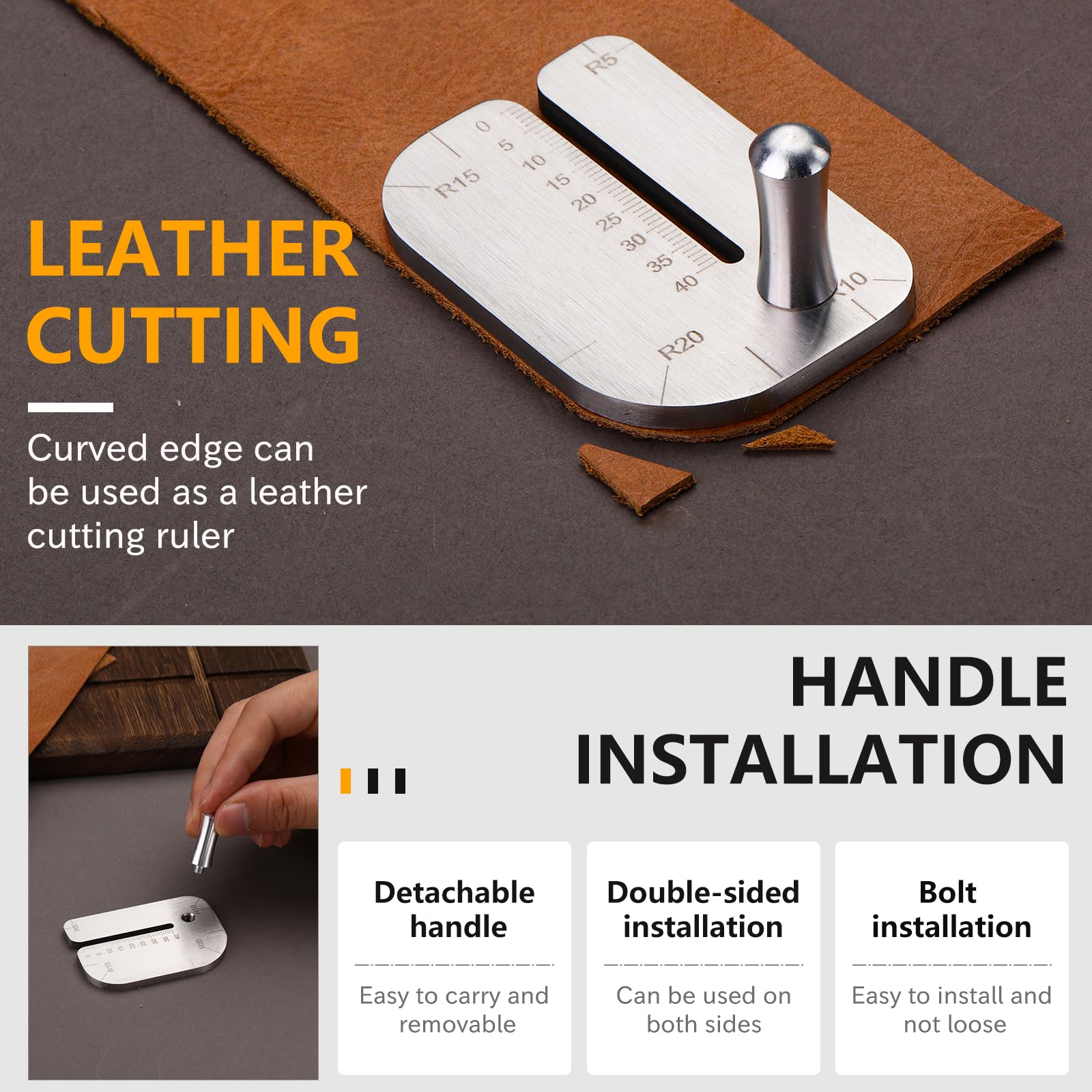 TLKKUE Leather Stitching Punch Aid Plate, Stainless Leather Punch Plate with Sewing Stork Scissor and Thimbles, Leather Punch Aid Plate for Pulling Out Diamond Rimmed Chisels or Nail Irons