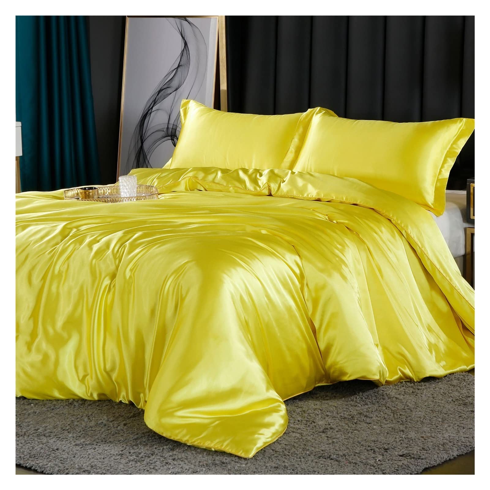 Sabanas Juego de Ropa de Cama con sábanas Consejo de Ropa de Cama de satén de Seda de Morera (Color : 29, Size : 120x200cm 4 pcs Set)