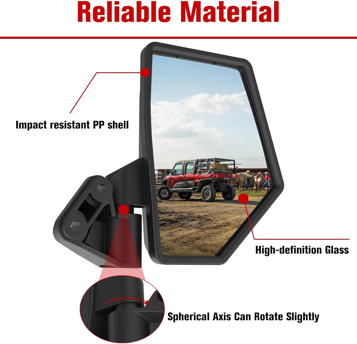 Side Mirrors for Polaris Ranger XD 1500, Adjustable Folding A-Pillar-Mounted Side Rearview Mirrors Kit for Polaris Ranger Crew/XD 1500 Northstar 2024 2025+ Accessories, Replace #2889099