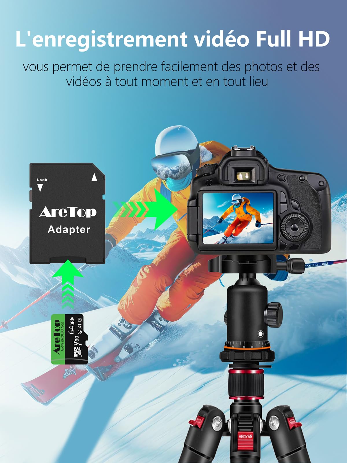 AreTop Scheda Micro SD da 64 GB, U3, 90 MB/s, confezione da 5 | U3 V30 per video 4K, 90 MB/s, include adattatore SD, compatibile tablet/drone/dash cam/camera/phone/Switch/PC