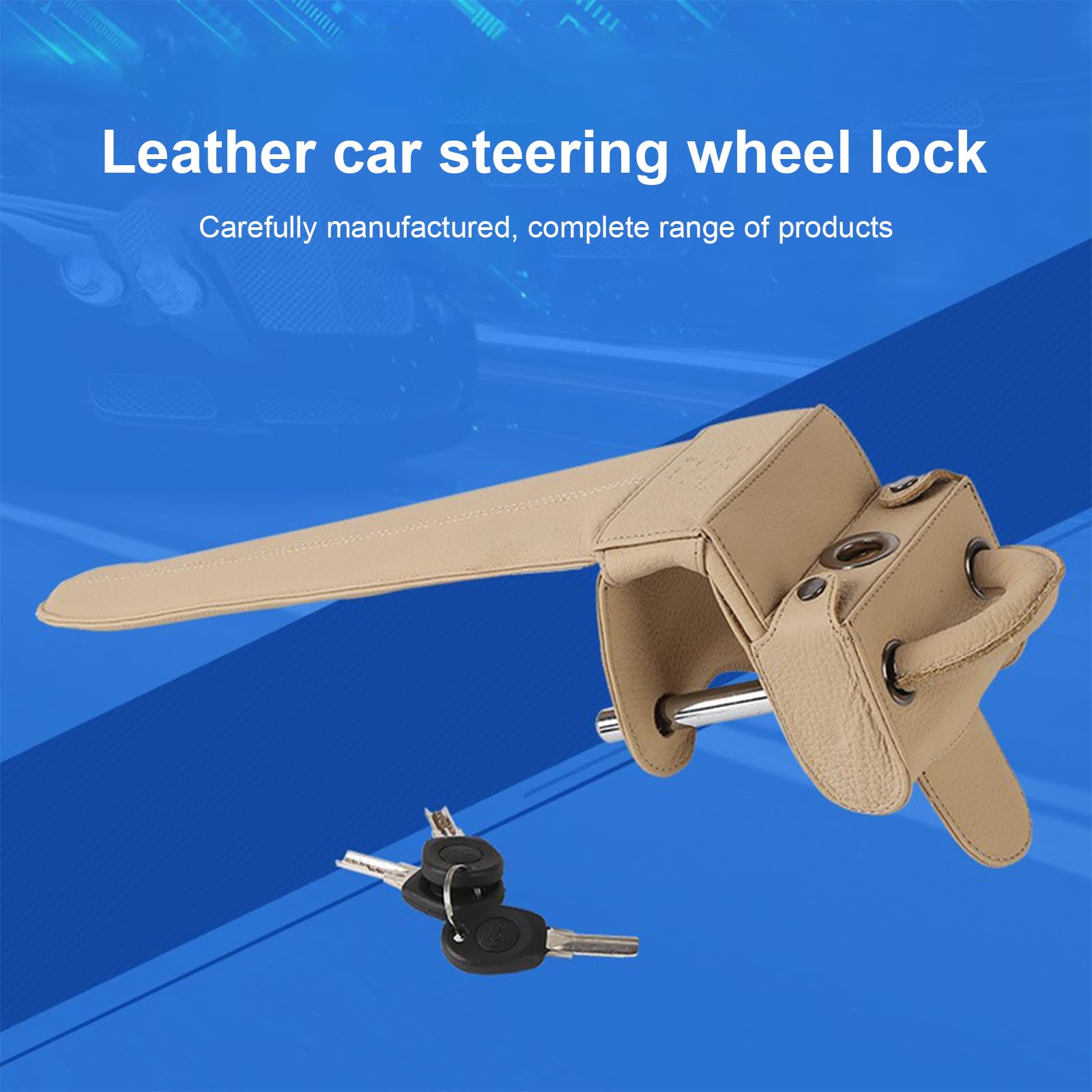 Bloccasterzo per auto, dispositivo di bloccaggio antifurto con 2 chiavi, dispositivo antifurto resistente e blocco di sicurezza auto, blocco del volante per veicoli e camion