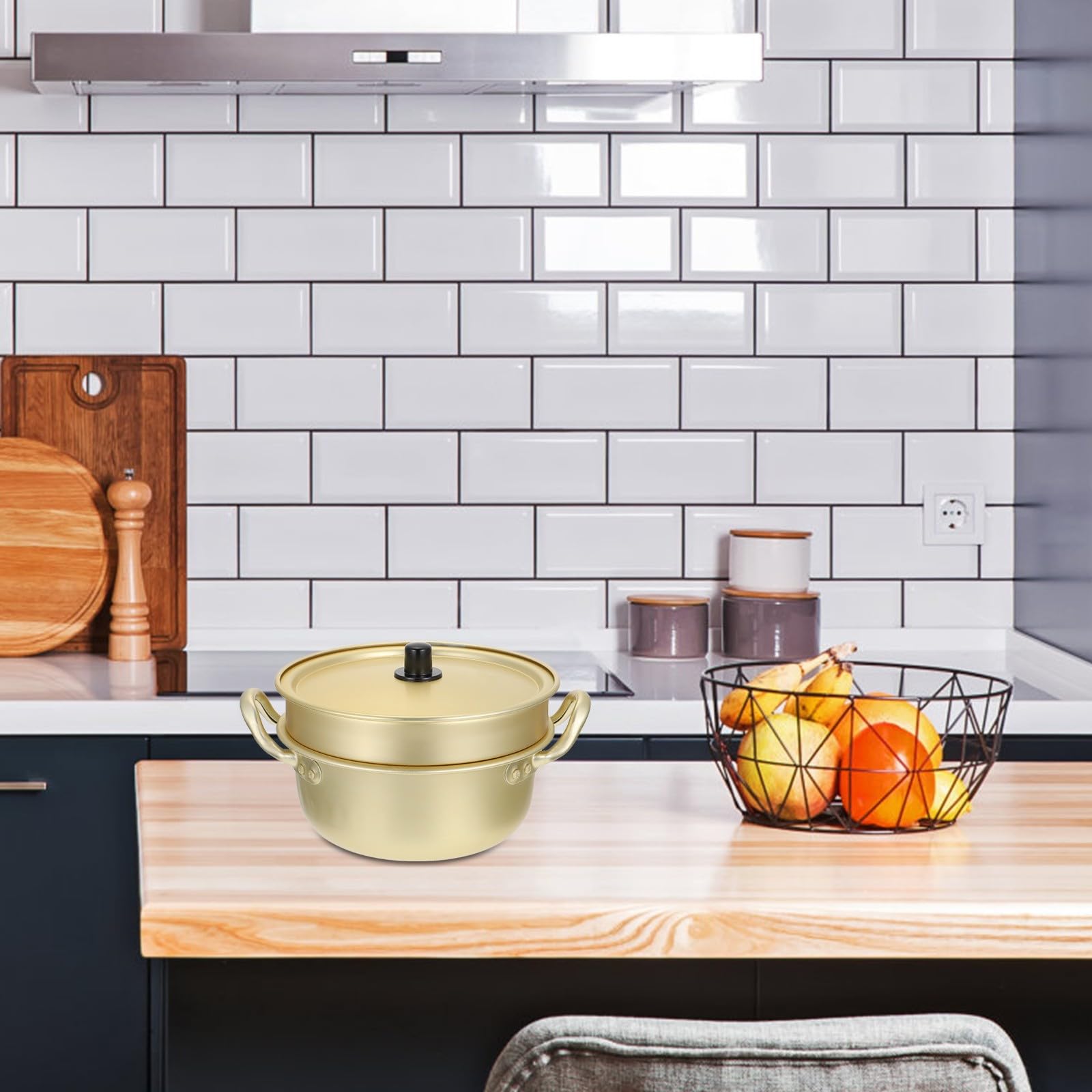 Pentola da Cucina Multifunzione in Lega di Alluminio Oro, Pentola a Vapore a Strati per Zuppa e Cottura Salutare in Casa