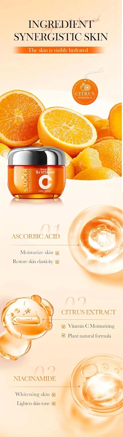 Vitamin C Face Cream, Moisturizing and Brightening, All Skin Types, 5x Concentrated - Image 6
