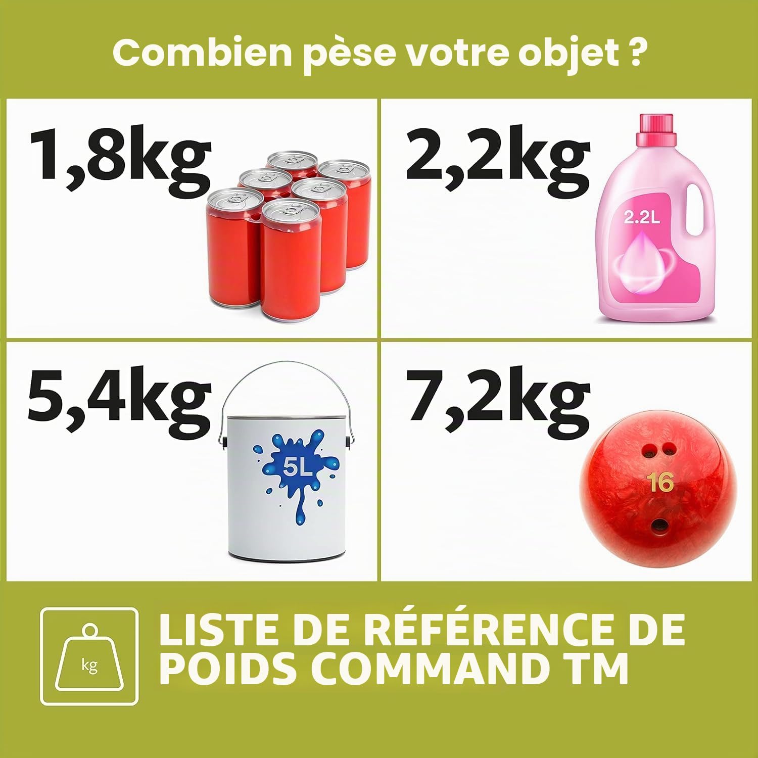 Command Bandes de Suspension pour Petites Photos, Lot de 60 Bandes Adhésives Blanches - Fixation sans Dommage pour Posters, Cadres et Miroirs