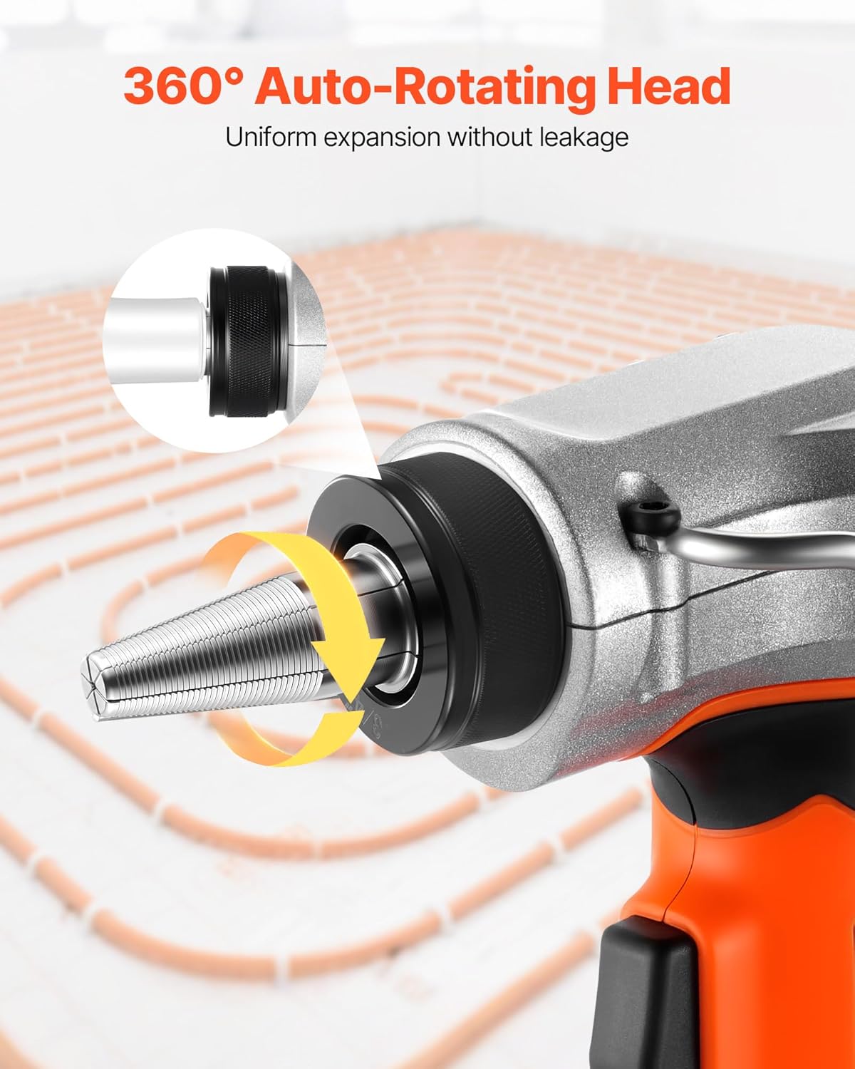 VEVOR Cordless Tube Expander, 20V Max Electric Tubing Expansion Tool for 1/2, 3/4, 1 PEX-A Pipes, 22000RPM Pipe Expander with 3 Expanding Head, 2pcs 2AH Battery, Fast Charger & Carrying Case