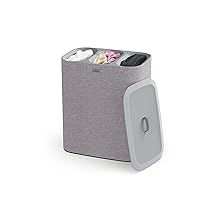 Joseph Joseph Tota – Cesto separatore porta biancheria bucato, 90 litri, con coperchio, 3 sacchi rimovibili con manici, Grigio