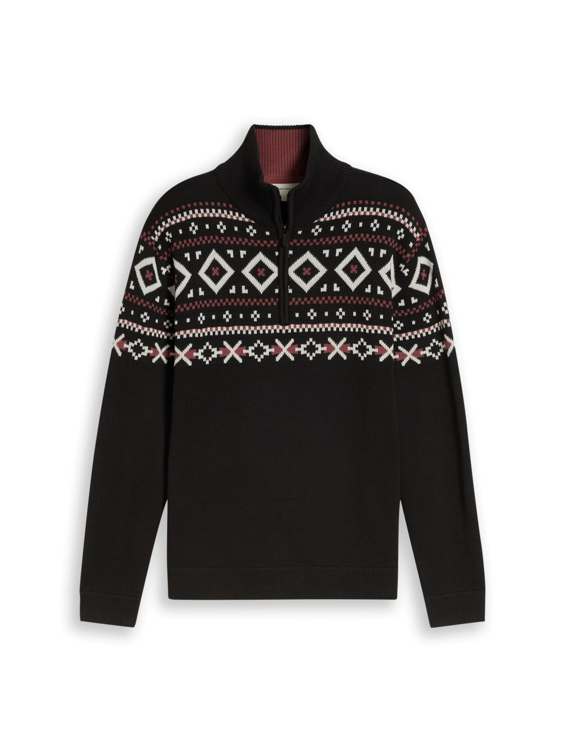 Tom Tailor GmbH Men's 1054369 Troyer Knitted Jumper, 29999 - Black, M