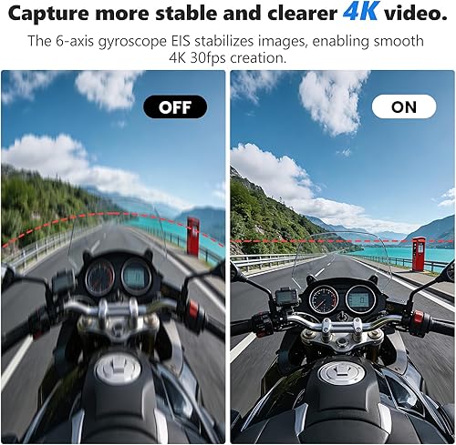 Miniatura 5 de Cámara de vlogging 4K 30FPS, cámara POV manos libres de 64 GB, cámara de acción impermeable de 98 pies con funda, estabilización de 6 ejes, cámara