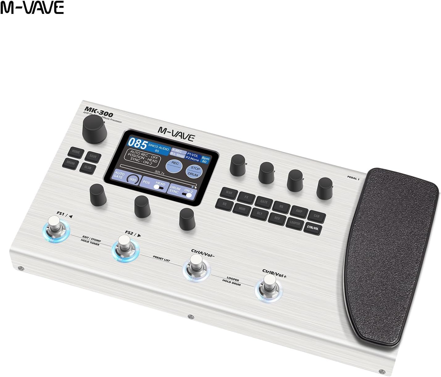 MK-300 Guitar Multi Effects Processor with Expression Pedal, 3.5