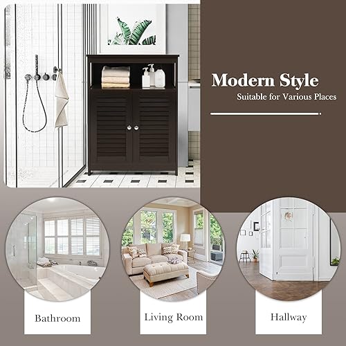 Miniatura 7 de MAT EXPERT Gabinete de madera independiente con estante ajustable de 3 posiciones, entrada, pasillo, sala de estar, 23.5 pulgadas de largo x 12