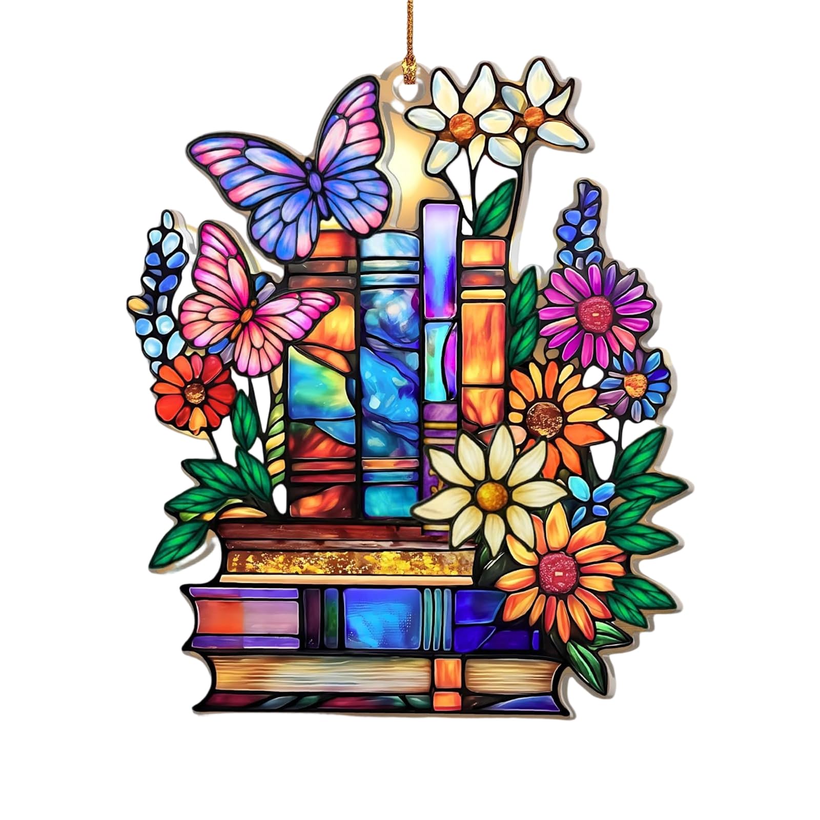 TFAOYS Books Suncatchers Stained Glass Window Hanging Sun Catchers Wall Arts Home Decors Housewarming Gifts Wall Art Decors